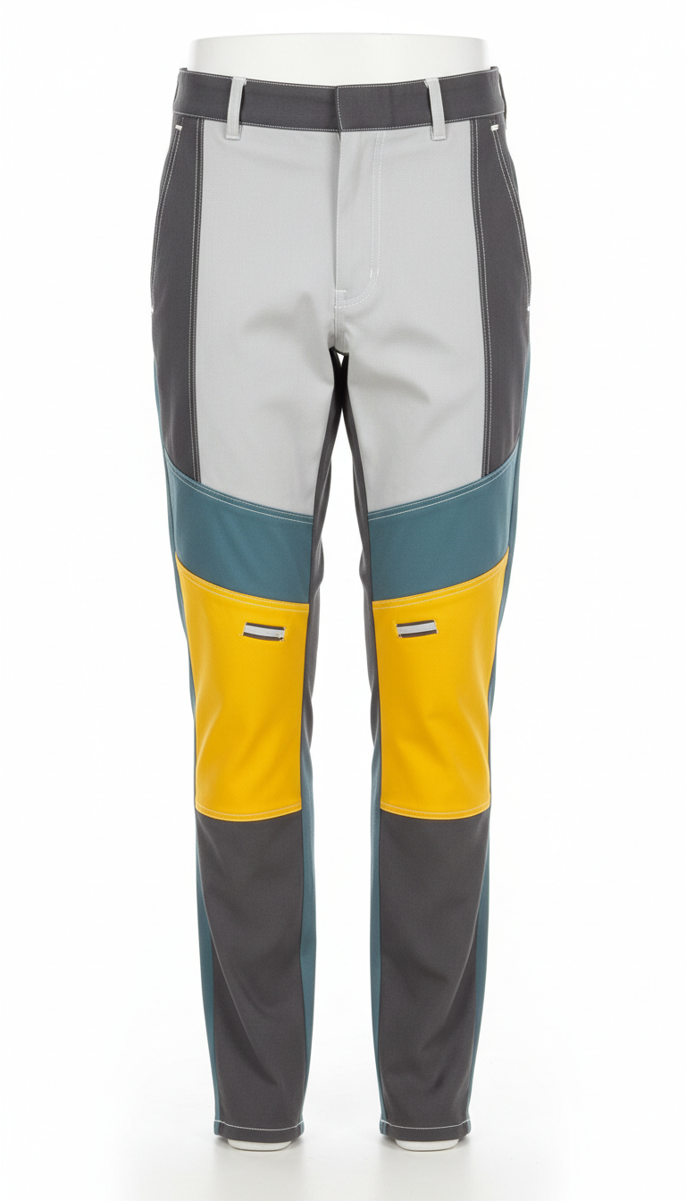 Urban paneled pants with asymmetric detail