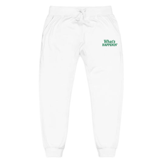 Embroidered 'What's Happenin' Fleece Sweatpants — Cozy Casual Lounge Pants