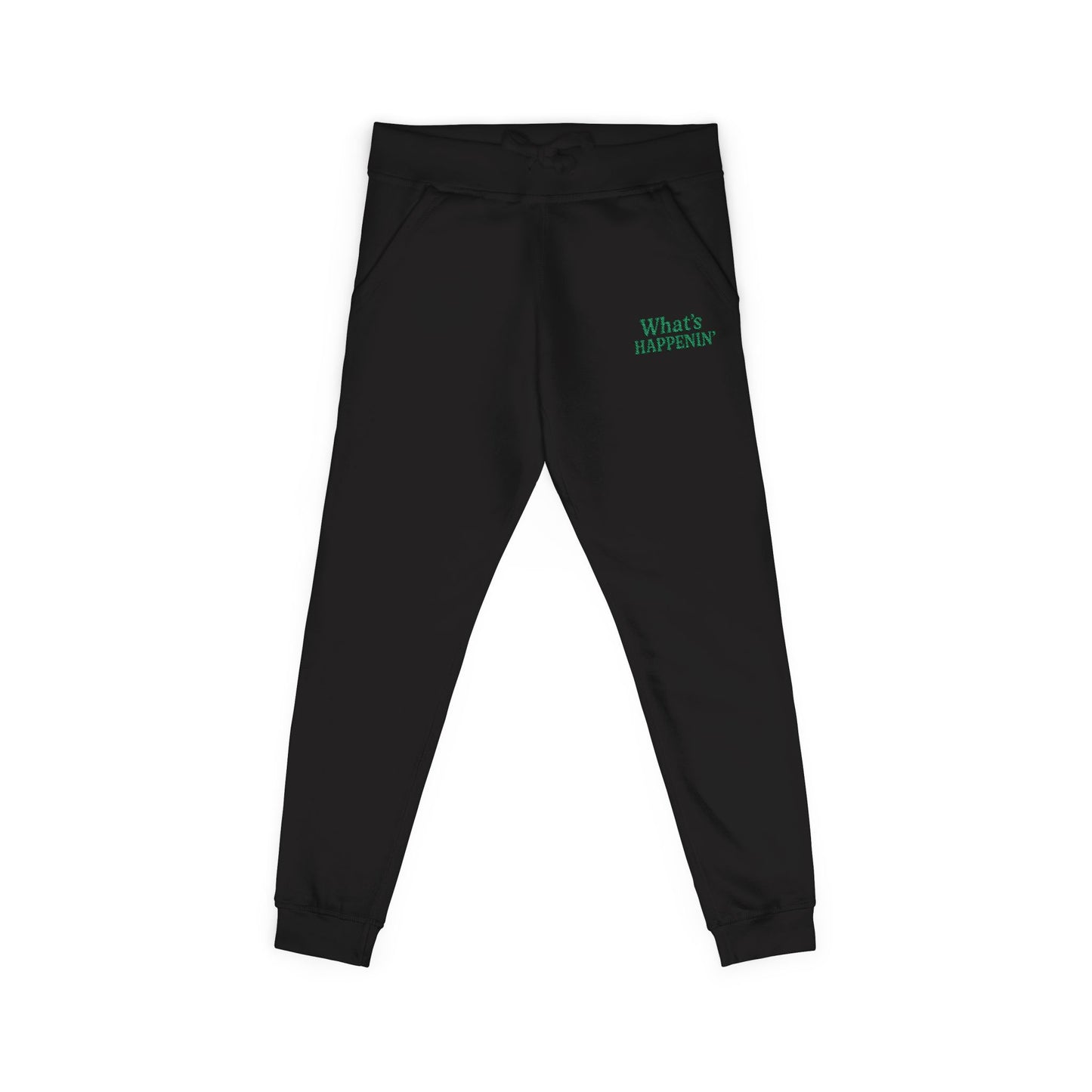 Embroidered 'What's Happenin' Fleece Sweatpants — Cozy Casual Lounge Pants