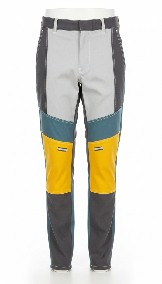 Urban paneled pants with asymmetric detail