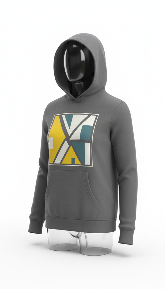Custom graphic hoodie with bold accents